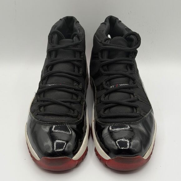 Air Jordan 11 XI Bred Retro 2001 Shoes Mens 10.5 Black Red Playoffs 136046-061 main image 5